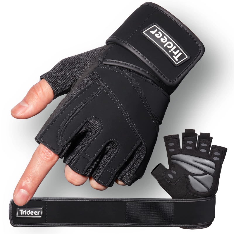 Trideer Weight Lifting Gloves for Women Men with Wrist Support, Workout Gloves Women Full Palm Protection for Gym Training, Fitness, Weightlifting & Pull Ups - Image 1